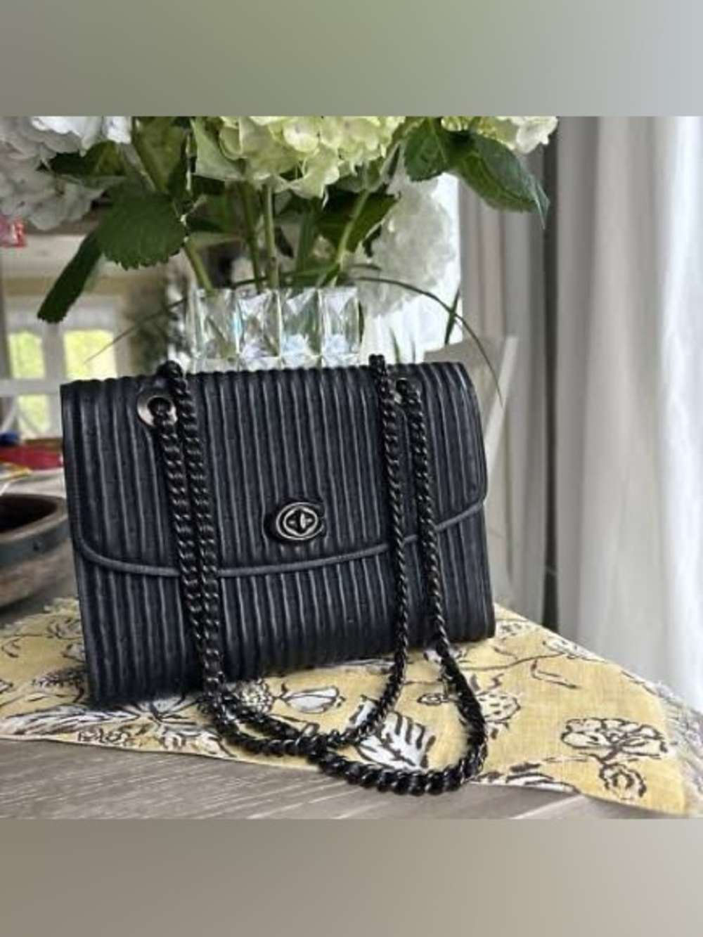 Coach Parker Shoulder Bag - Black Quilted with Rivets